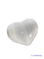 Seleniet Hart (7cm) - Hart van Seleniet - Seleniet Knuffelsteen Wit