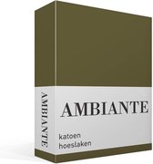 Ambiante Cotton Uni Hoeslaken - Lits-jumeaux - 160x210/220 cm - Olive Green