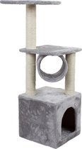 Luxe Katten Krappaal Met Speeltunnel & Kattenhuis - Krappaal Klimpaal - 92 CM Hoog - Grijs