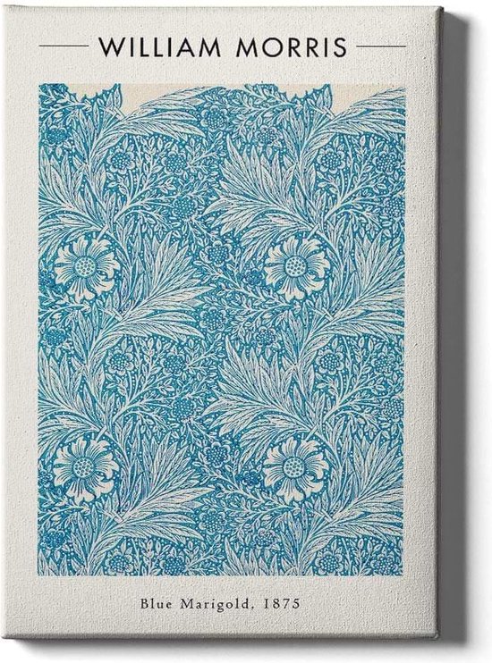 Walljar - William Morris - Blue Marigold - Muurdecoratie - Canvas schilderij