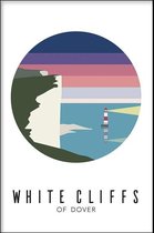 Walljar - White Cliffs Of Dover United Kingdom Night III - Muurdecoratie - Poster met lijst