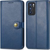 OPPO Reno 6 5G Hoesje - Mobigear - Snap Button Serie - Kunstlederen Bookcase - Blauw - Hoesje Geschikt Voor OPPO Reno 6 5G