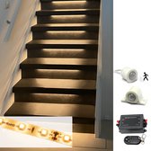 Trapverlichting led strips 50cm - Set voor max. 16 treden - Warm wit licht - Met bewegingssensoren en draadloze bediening