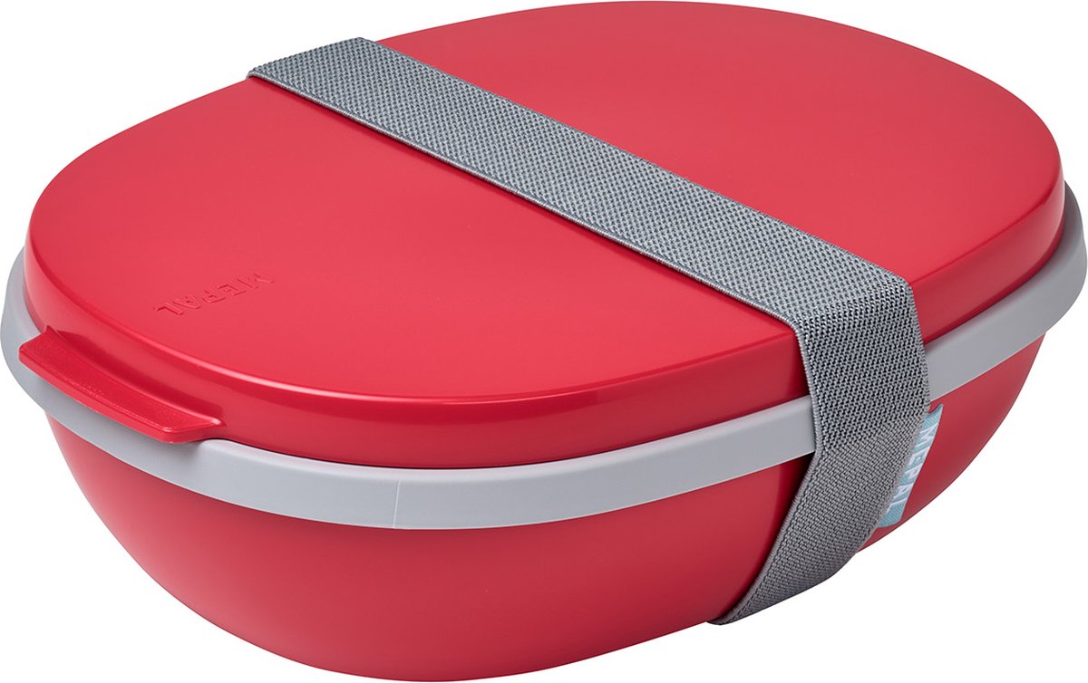 Mepal – Lunchbox Ellipse duo – Lunchbox voor volwassenen en saladebox to go– Nordic red – Magnetronbestendig