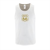 Witte Tanktop sportshirt met "Route 66" Print Goud Size XL