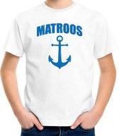 Matroos met anker verkleed t-shirt wit voor kinderen - maritiem carnaval / feest shirt kleding / kostuum S (122-128)