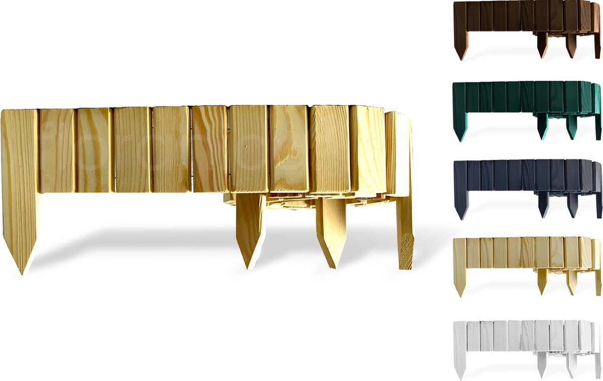 Floranica® Rollborder II | Flexibel houten hekje | 203 cm | Hoogte: 40cm | Natuur | Geïmpregneerd dennenhout | Perkafscheiding | Gazonafscheiding | Bloembedafscheiding | Bloemperken en padenafscheiding