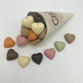 Cho-lala puntzakje mixed chocolade hartjes - uitdeelcadeaus - give away - 60 gram chocolade