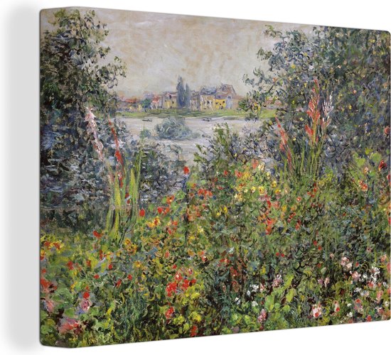 Canvas Schilderij Bloemen bij Vetheuil - Schilderij van Claude Monet - 80x60 cm - Wanddecoratie