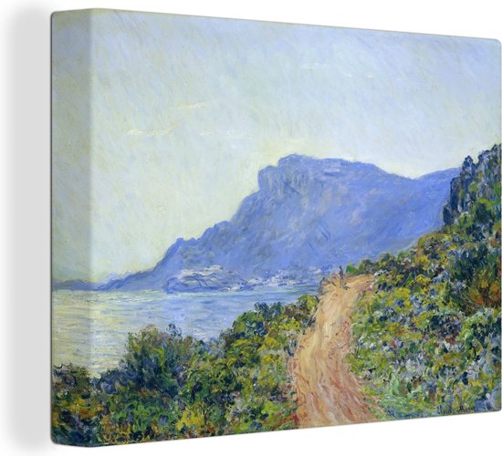 Canvas Schilderij La Corniche bij Monaco - Schilderij van Claude Monet - 120x90 cm - Wanddecoratie