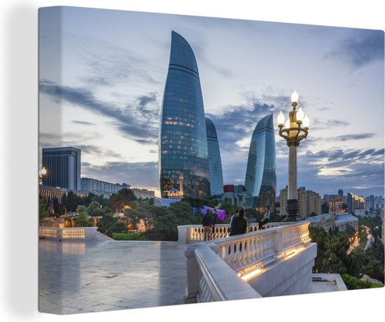 Canvas Schilderij Flame Towers in Azerbaijan - 120x80 cm - Wanddecoratie