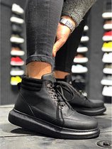 Knack Heren Sneaker - helemaal zwart - hoge sneakers - schoenen - comfortabele - 504 - maat 43