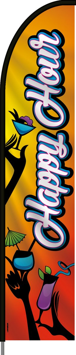 Beachflag - Happy Hour - Vlag + Hengelsysteem + Draagtas - Actievlag.nl