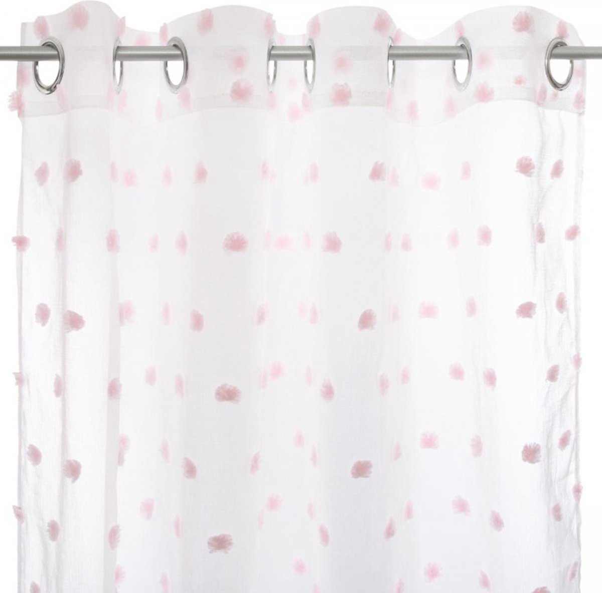 Atmosphera Créateur d'intérieur® Gordijn Met Pompom - Wit - Roze - 140 x 240 cm Rose
