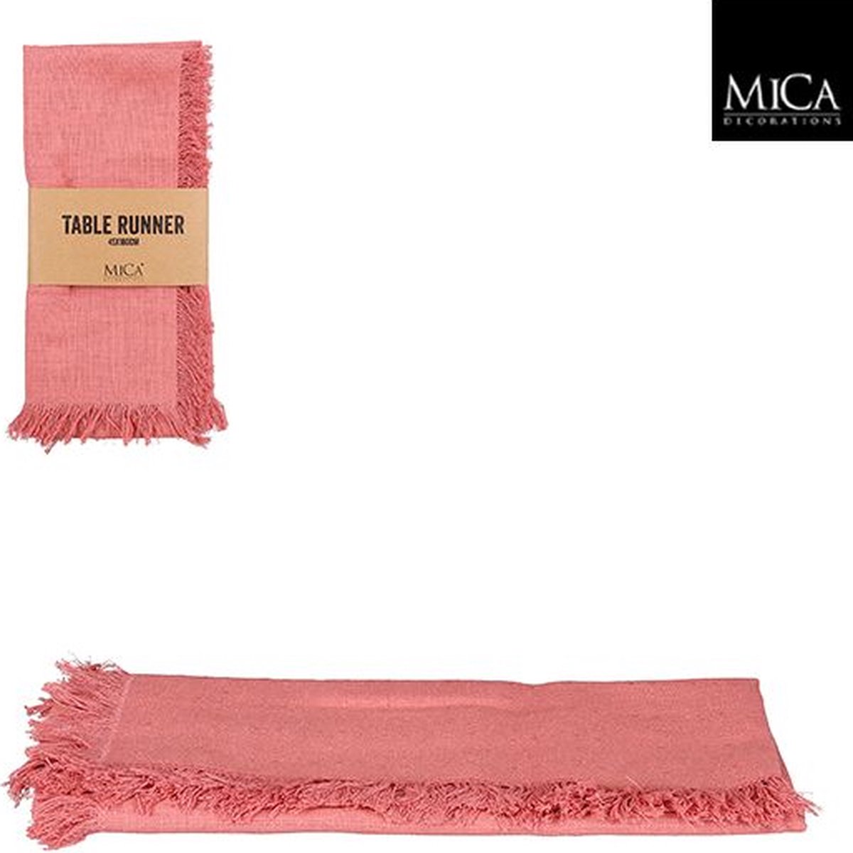 Mica Decorations Villia Tafelloper 180 x 45 cm - Zalm - 2 stuks