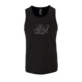 Zwarte Tanktop sportshirt met "OMG!' (O my God)" Print Zilver Size XXL