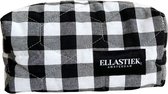 Ellastiek - Make-up Tas - Toilettas - Etui - Zwarte ruitjes - Handmade
