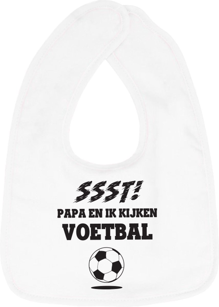 Goedkoopste Hospitrix Slabbetje met Tekst SSST! Papa en ik kijken Voetbal Wit - Cadeau Zwangerschap - Baby Kwijldoek - Kwijllap - Morslap - Bavette | Cadeau voor Papa | Aanstaande Vader | Vaderdag | EK voetbal 2024