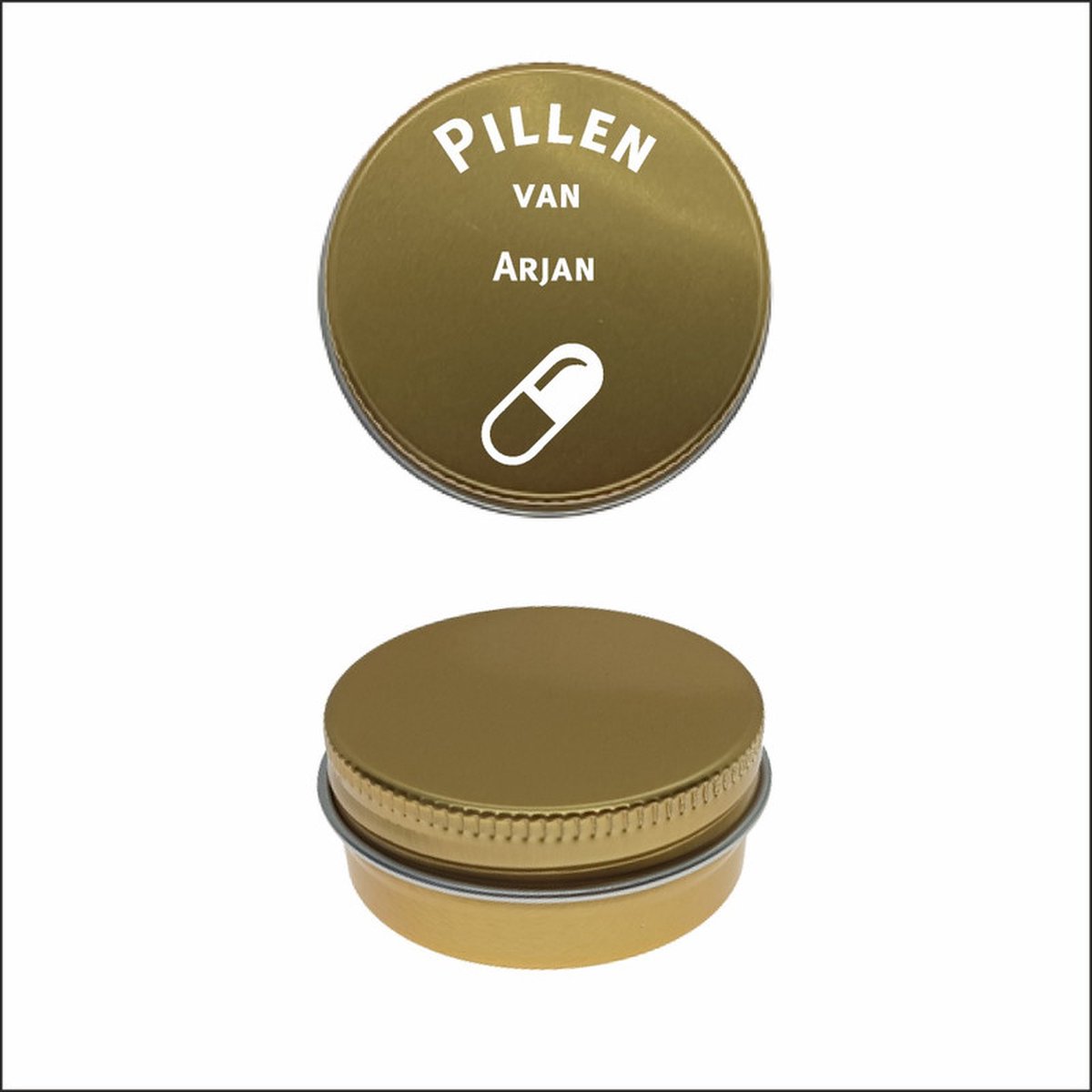 Goedkoopste Pillen Blikje Met Naam Gravering - Arjan