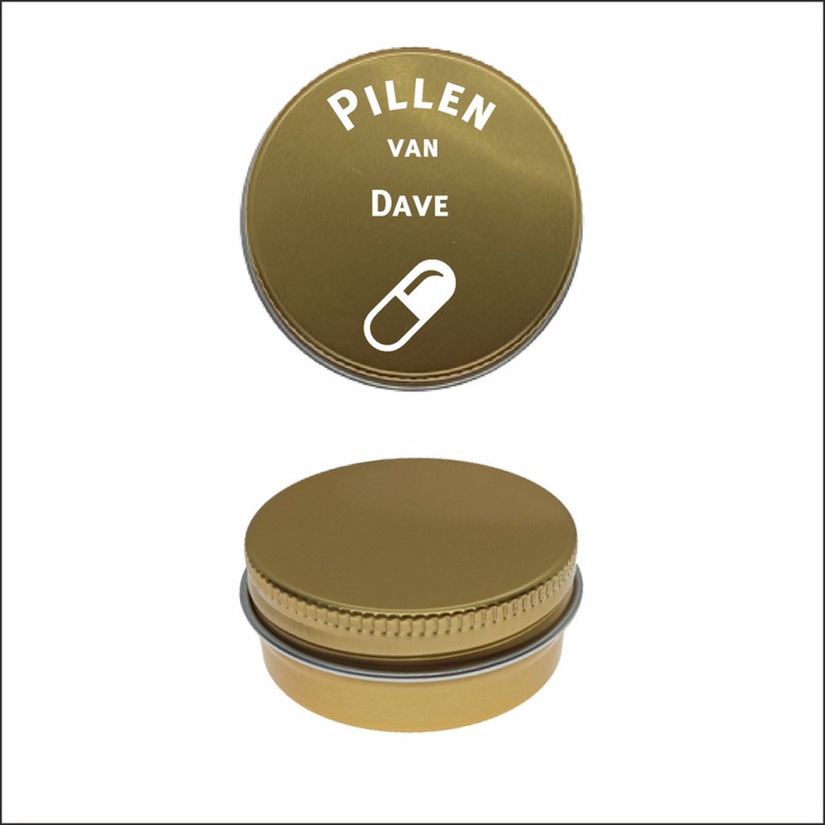 Goedkoopste Pillen Blikje Met Naam Gravering - Dave