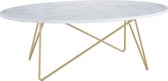 Friick Salontafel Marmer - Koffietafel - Bijzettafel - Modern - Ovaal - Wit/Goud