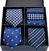 Luxe doos met 3 stuks 100% zijden stropdassen en pochets |  stropdas geschenkdoos - giftbox