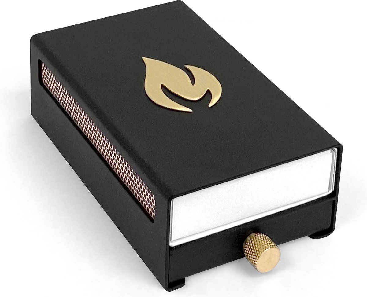 Luxe Luciferdoos - vakje voor gebruikte lucifers - Zwart/Goud - Nordic Flame