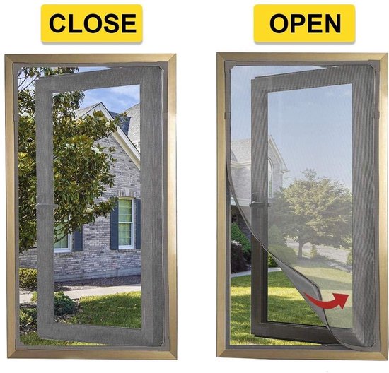 ECD Germany Insectenhor magnetisch venster 130 x 150 cm PVC en glasvezelstof wit