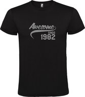 Zwart t-shirt met " Awesome sinds 1982 " print Zilver size XL