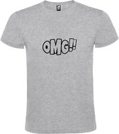 Grijs t-shirt met tekst 'OMG!' (O my God) print Zwart  size S