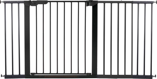 BabyDan Traphek Deurhek Klemhek Premier All in One max. 151cm - ZWART incl wallcups - Metaal - 73cm hoog - Traphek Zonder Boren - Klembevestiging – Veiligheidshek - Max. secure gate – Eenvoudig te installeren - 2 kanten openen