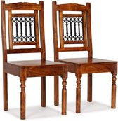 Furnibella –2x Houten Eetkamerstoel Klassiek met Sheesham Afwerking Eetstoel Stoel