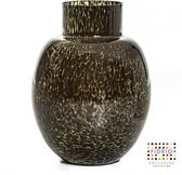 Vase Design MALAGA - Fidrio GREY/ BLACK - vase à fleurs en verre soufflé à la bouche - diamètre 30 cm, hauteur 39 cm