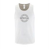 Witte Tanktop sportshirt met "Limited Special Edition" Print Zilver Size M