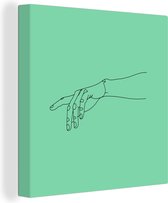 Canvas Schilderij Hand - Vinger - Line art - 20x20 cm - Wanddecoratie