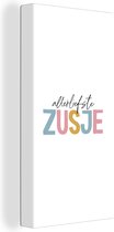 Canvas schilderij 80x160 cm - Wanddecoratie Allerliefste zusje - Zusje - Quotes - Spreuken - Zus - Muurdecoratie woonkamer - Slaapkamer decoratie - Kamer accessoires - Schilderijen