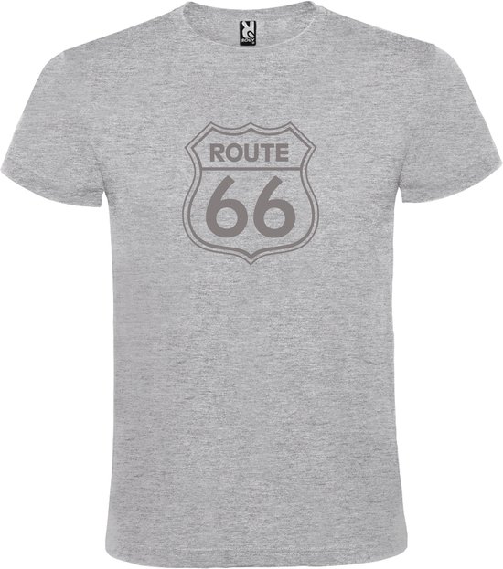 Grijs t-shirt met 'Route 66' print Zilver size S