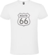 Wit t-shirt met 'Route 66' print Zilver size L