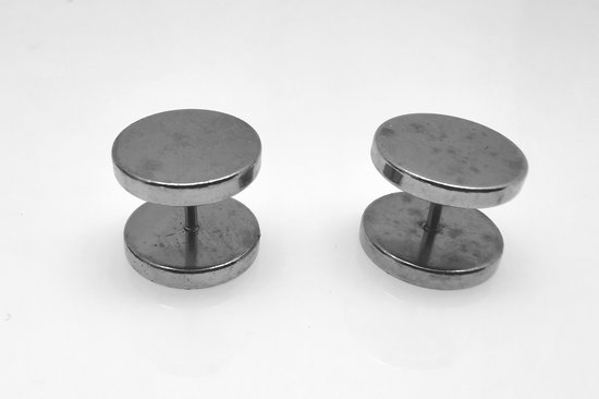 Studs-oorbellen-Ø 12mm RVS - zilverkleurig - cool-als fake plugs.