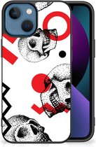 TPU Bumper Geschikt voor iPhone 13 GSM Hoesje met Zwarte rand Skull Red