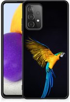 Bumper Hoesje Geschikt voor Samsung Galaxy A72 (5G/4G) GSM Hoesje met Zwarte rand Papegaai