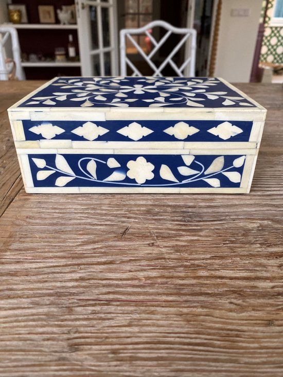 Inlay Doos Decoratieve doos blauw van bone inlay | bol.com