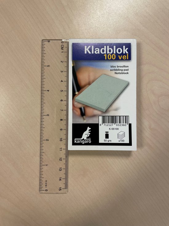 Kangaro kladblok - 6,75 x 11 cm - 100 vel met dekblad - K-55100 - Kangaro