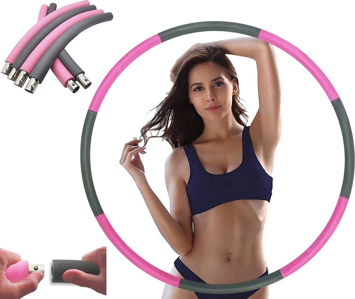 Fitness Hoela Hoop | Sport Hoepel - Hula Hoop - Yoga ring| Perfect om af te vallen, je heupen shapen en Anti Cellulite! | Aanpasbaar gewicht | 8 delen click-design | Voor volwassenen en kinderen| - Merkloos
