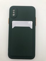 Hoogwaardige TPU back cover - Geschikt voor iPhone X/10 iPhone XS - met vakje voor pasje - Siliconen back cover - Groen