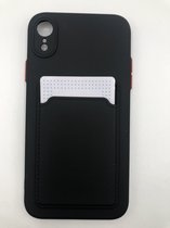 Hoogwaardige TPU back cover - Geschikt voor iPhone XR - met vakje voor pasje - Siliconen back cover - Zwart