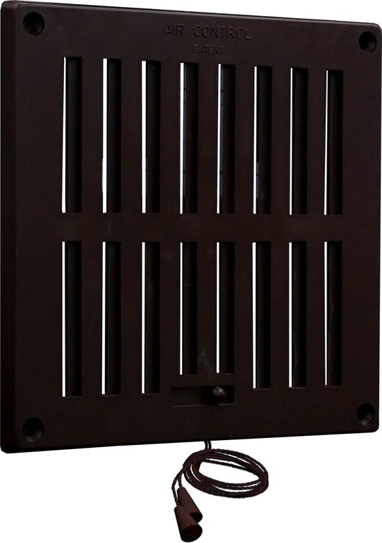 Grille coulissante verrouillable avec moustiquaire 200x200mm, plastique marron (8"x8" m / 04)