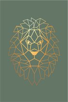 Poster - geometrische - leeuw - wanddecoratie - 20x30 cm - goudlook - groen