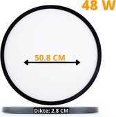 Exalight Ronde Plafondlamp - Woonkamer Lamp - Slaapkamer Lamp - Led Verlichting - Zwart - 48W - 50.8 Cm - Warm Wit Licht