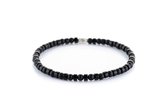 Aurum Brothers - Parvus Dubbel Zwart - Agaat, 4mm, Zilver, Handgemaakte Heren armband - 19.0 cm polsmaat